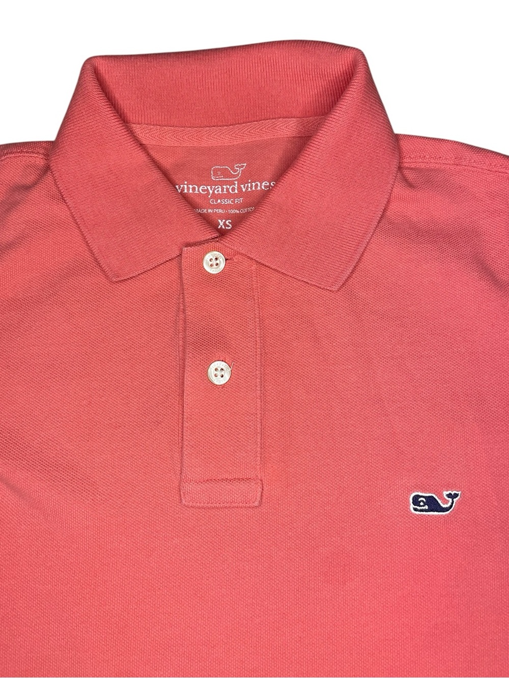 Vineyard Vines Salmon Color Cotton Pique Polo-Men’s XS